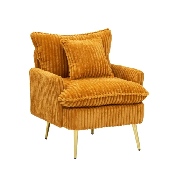 Yellow Corduroy Single Sofa Chair – Accent for Home or Office