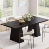 Modern Black Dining Table – Seats 4–6 with Wooden Legs