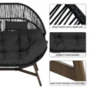 Outdoor Wicker Egg Chair – Oversized 2-Seater Patio Loveseat with Cushion