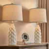 Ceramic Table Lamps Set of 2 – Bedside Lamps for Bedroom, Living Room, End Tables