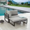 Grey 3PC Patio Sectional – Steel Sofa, Chair & Coffee Table with Cushions