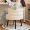 Upholstered Flannel Vanity Chair – No-Wheel Accent Seat with Black Legs
