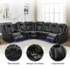 6-Seater Faux Leather Power Recliner Sofa with LED, USB & Speaker