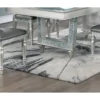 Antique Traditional Dining Table Set – Rectangular Table with Glass Insert & Tufted Side Chairs